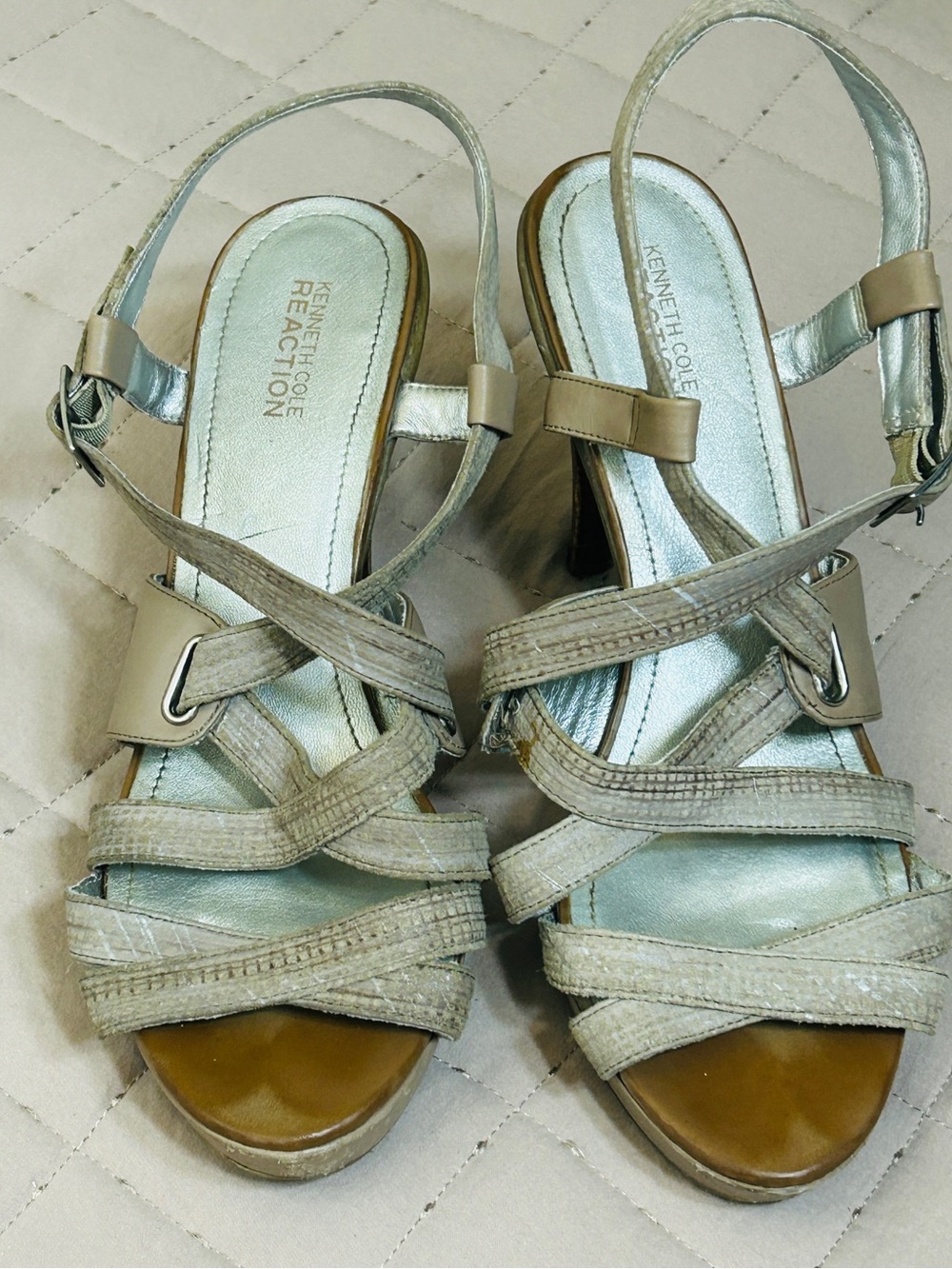 Kenneth Cole Reaction Taupe Strappy Slingback Heels